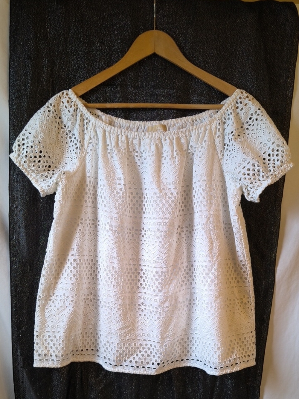 Michael Kors White Eyelet Off-Shoulder Tunic